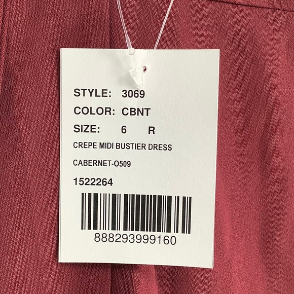 NEW Dessy Collection Size 6 Bustier Crepe Midi Dress Bow Straps $231 msrp I23-10 - Picture 10 of 10